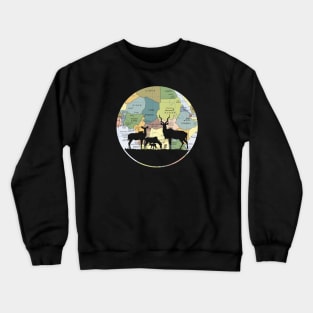 African Kudu Family cut from 2011 Map of Africa Crewneck Sweatshirt